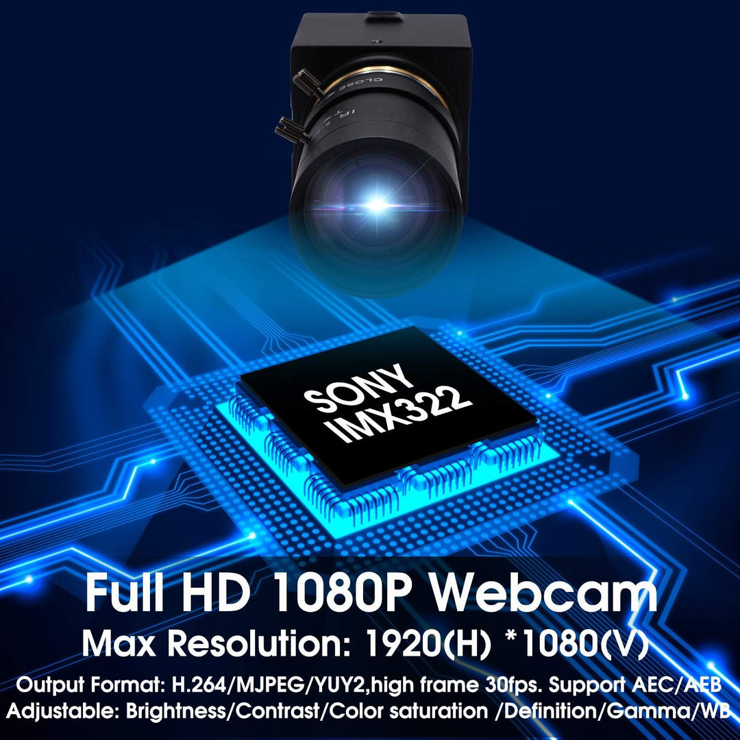 Svpro Mini USB Webcam 1080P FHD 0.01lux Low Illumination Kamera mit 5-50mm Optischem Zoomobjektiv US