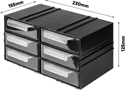 Aufbewahrungsbox mit Schubfächern Sortimentskasten - 18 Stück Transparent Schubladen - 690 x 155 x 1