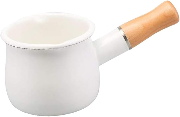 550ml Antihaft Klein Milchtopf Milchpfanne mit Holzgriff für Induktion Gasherd Weiss, Weiss