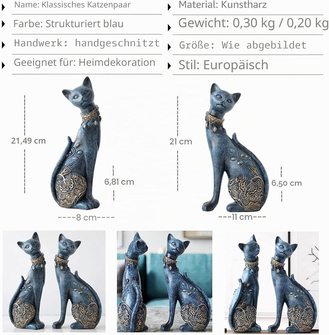 2 Stück/Set Katzenstatuen Heimdekoration Katzenfiguren Paar-Katzenstatuen für Heimdekoration, geeign