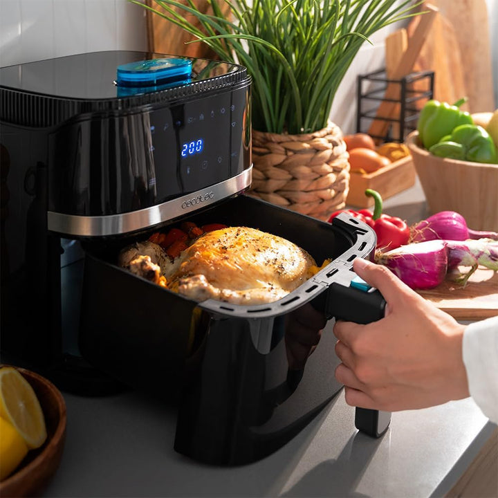 Cecotec Heissluftfritteuse 5 L Cecofry Drip 5000 Air Fryer ohne Öl. 1500 W, Wasserspray, 8 Menüs, Pe