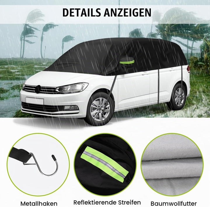 Autoabdeckung Wasserdicht Ersatz für VW Touran 2015-2024, Sonnenfest Hälfte Autoabdeckung, Halbgarag
