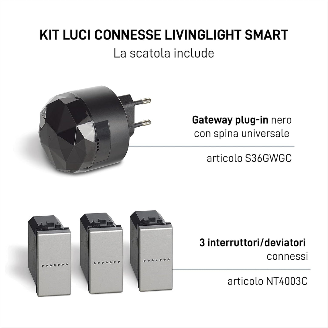 Bticino Livinglight Smart SNT3601KIT Beleuchtungsset zum Ein- und Ausschalten der Lichter per App od