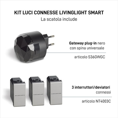 Bticino Livinglight Smart SNT3601KIT Beleuchtungsset zum Ein- und Ausschalten der Lichter per App od