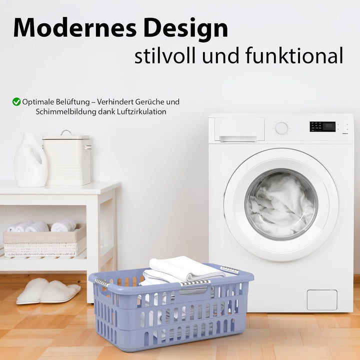 BigDean 2x Wäschekorb 40L mit Softgriffen – Wäschewanne | Made in Germany 2 Stück, 2 Stück