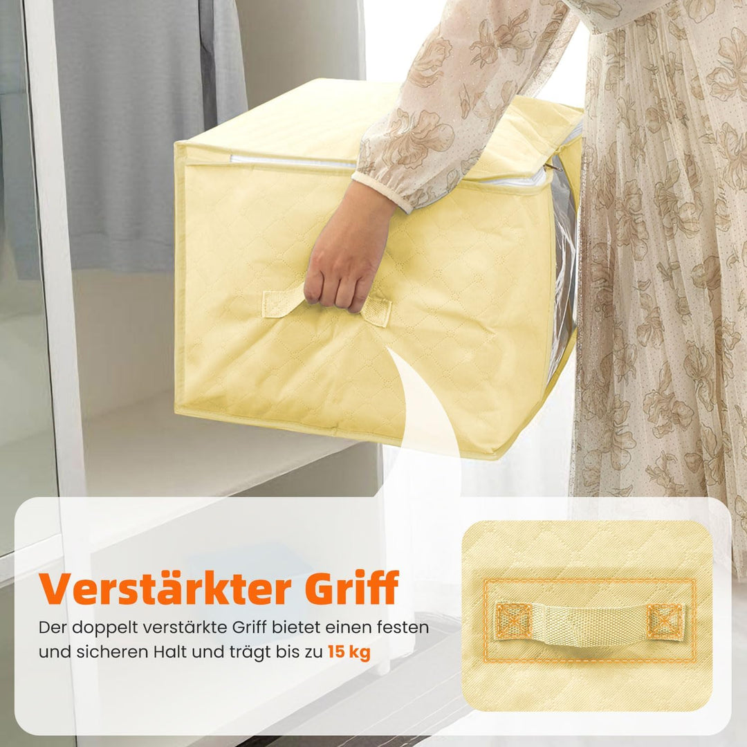 3er-Set Faltbare Aufbewahrungstaschen 80L – Cremeweiss – 3-Lagiges Material Mit Transparenter PVC-Fe