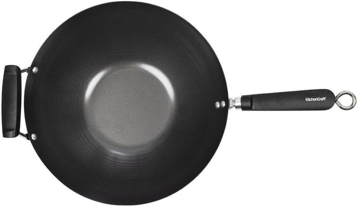 Kitchen Craft Pure Oriental Wok aus Carbonstahl mit Antihaftbeschichtung, 35,5 cm 28 x 18 x 18 cm, 2