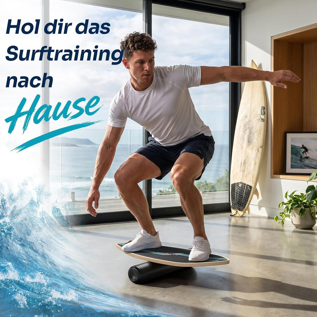 Sportneer Surfin Balance Board Erwachsene 8-in-1 – Gleichgewichtstrainer mit Rolle, Gummiball &amp; Halb