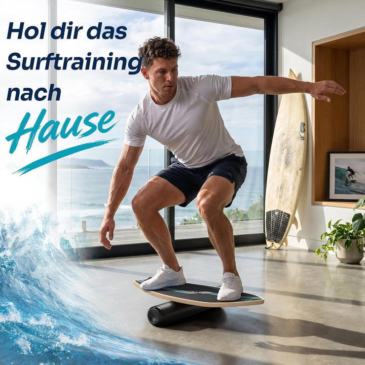 Sportneer Surfin Balance Board Erwachsene 8-in-1 – Gleichgewichtstrainer mit Rolle, Gummiball &amp; Halb