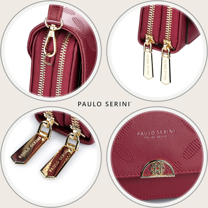 PAULO SERINI® Umhängetasche Damen | Handytasche zum Umhängen aus 100% veganem Leder | Handtasche Dam