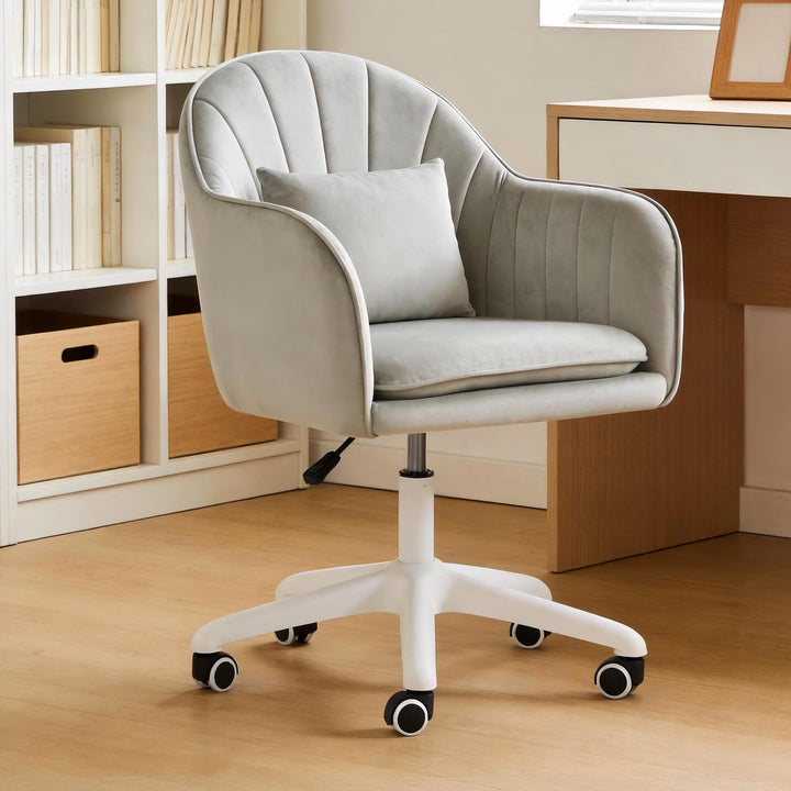 Ergonomischer Bürostuhl, 360°Drehstuhl mit Kopfkissen, Höhenverstellbarer Schreibtischstuhl, Schmink