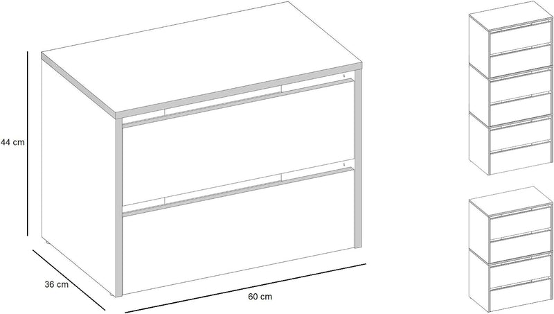 VBChome Modular Schuhschränke 60 x 36 x 44 cm Eiche Artisan Schuh-Organizer Grifflose Holzähnlich Ho