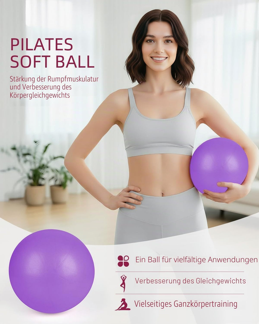 Abahub Pilates Ring Set, 35CM Magic Circle, 25CM Mini Ball, Stretchbänder,Home Pilates Ausrüstung, f