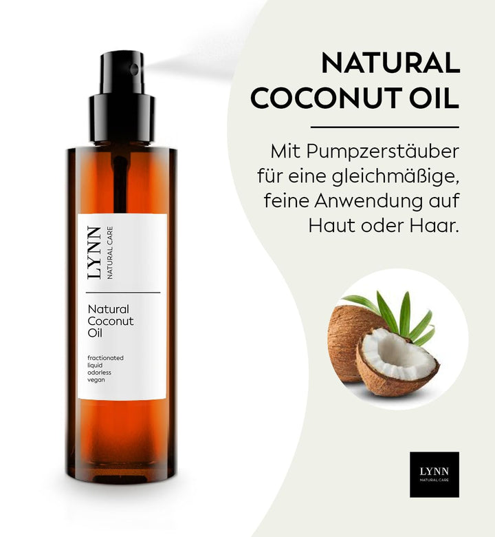 Flüssiges Kokosöl von LYNN | MCT-Öl | mit Zerstäuber | 100% natürliche Feuchtigkeitspflege für Haut