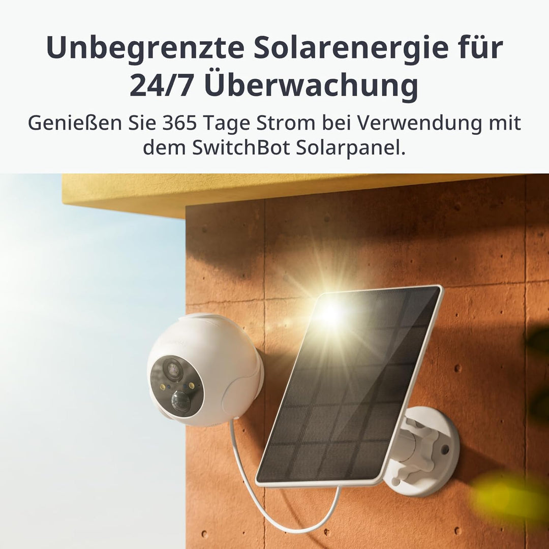SwitchBot Drahtlose Sicherheitskamera Kit, 2K Aussenkamera mit Solarpanel, ununterbrochene Überwachu