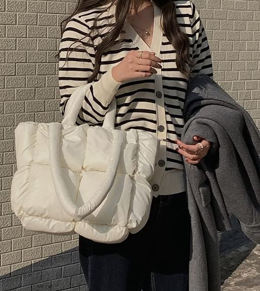 Avilego Puffer Umhängetasche für Frauen Mini Down Satchel Hobo Bag Gesteppte Tragetasche Chic Geldbö
