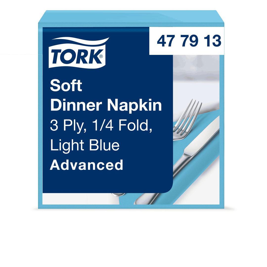 Tork 477913 Soft Dinnerserviette Hellblau / Papierservietten 3 lagig / Ideale Qualität und Grösse fü