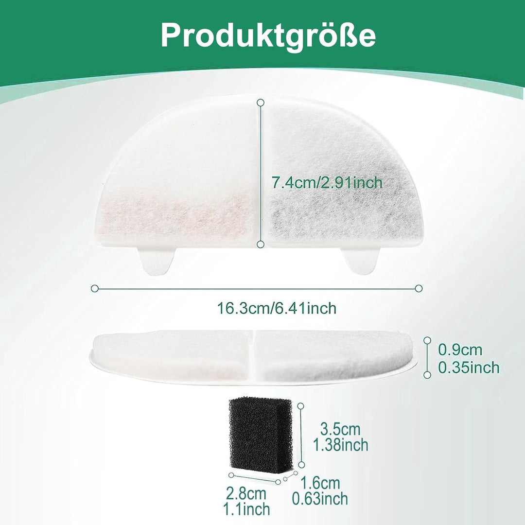 20 Stück Ersatzfilter für Trinkbrunnen, Katzenbrunnen 10 Stück Kohlefilter und 10 Stück Schaumfilter