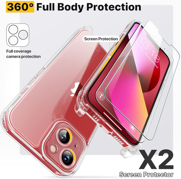 GOODVISH 3 in 1 Handykette für iPhone 13 6,1 Zoll mit 2 Stück Schutzfolie, Necklace Hülle mit Band [