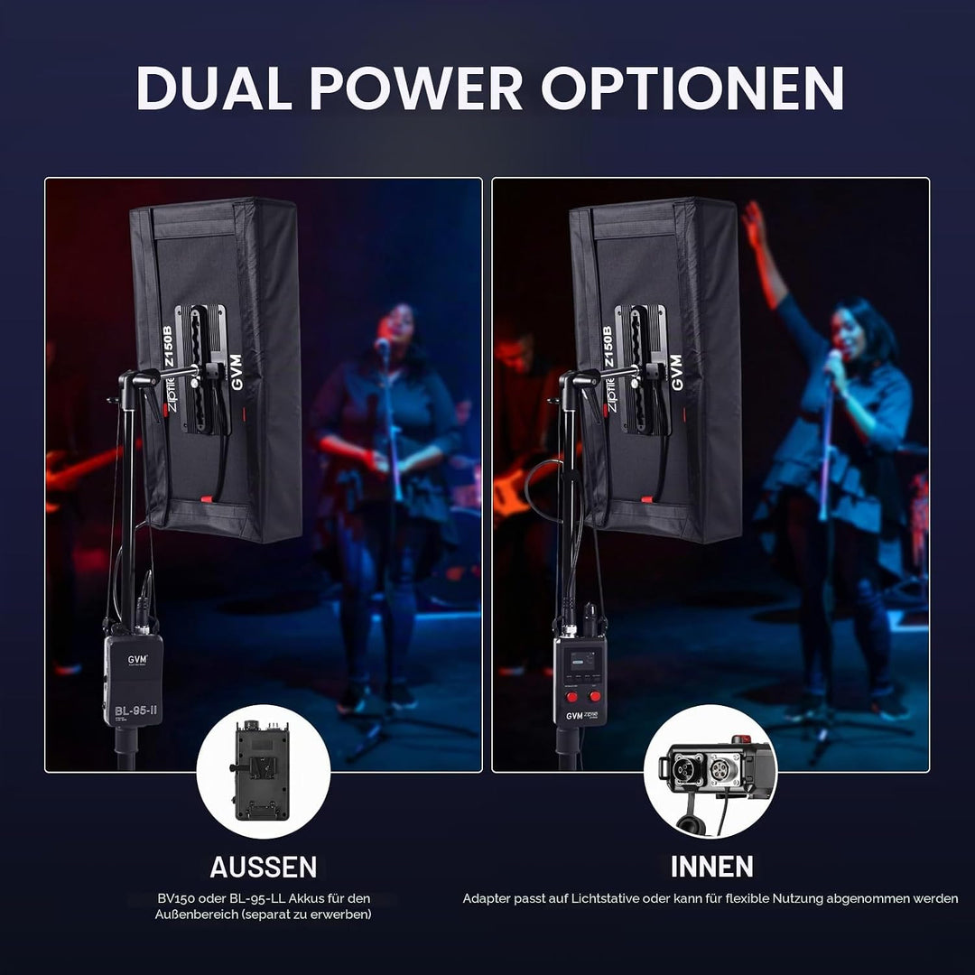 GVM ZipTile Z150B Bi-Color Flexibles LED-Videolicht 2700K–6800K, 150W Panellicht 15500 Lux/m, 12 Lic