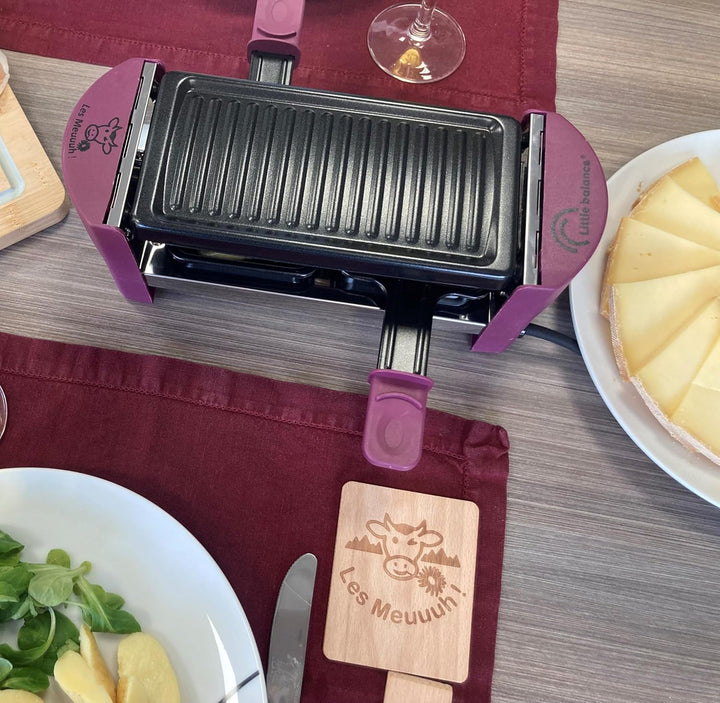 LITTLE BALANCE 8615 Raclette 2 Meuuh…, Raclettegerät für 1/2 Personen, abnehmbarer Grill, 2 Spatel +