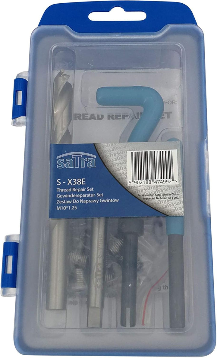 Satra S-X38E Satz Gewindereparatur M10x1.25 Gewinde Set 15 tlg. inkl. Bohrer