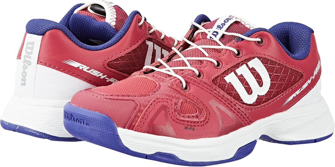 Wilson Mädchen Rush Pro Jr Ql Girls Tennisschuhe 28 1/3 EU Sangria White Clematis Blue, 28 1/3 EU Sa