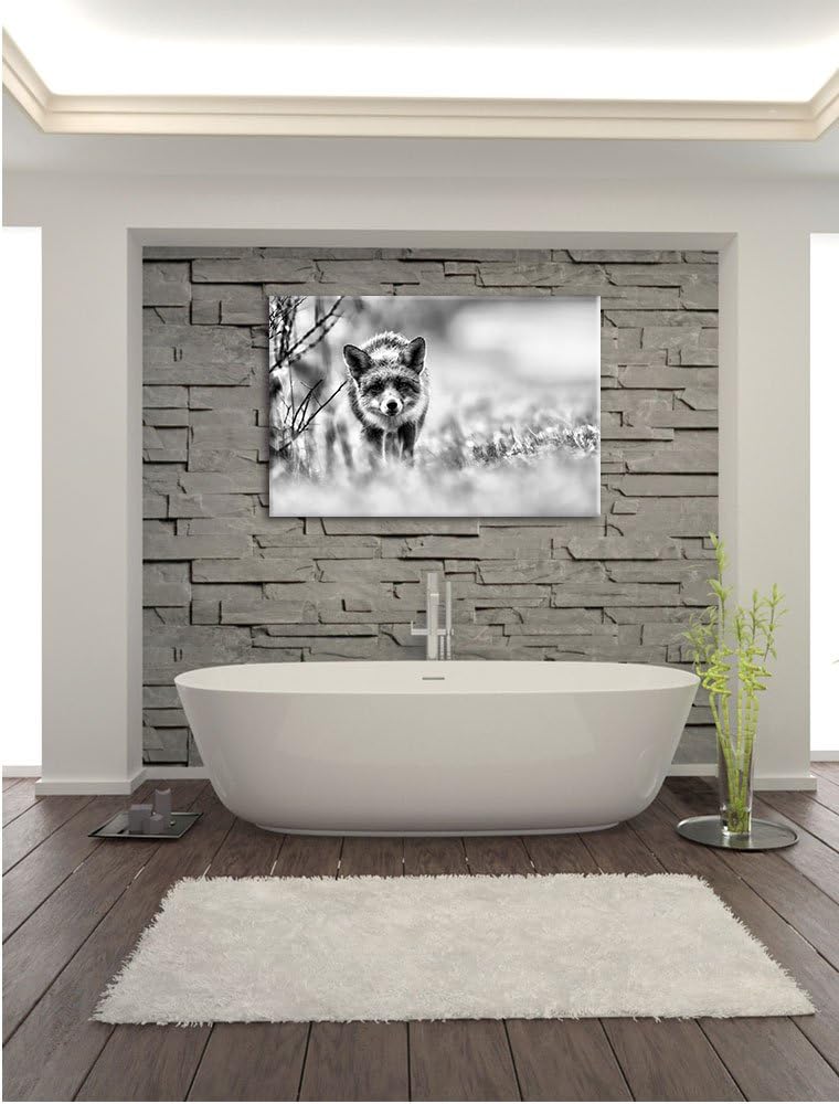 Pixxprint Schleichender Fuchs / 100x70cm Leinwandbild bespannt auf Holzrahmen/Wandbild Kunstdruck De