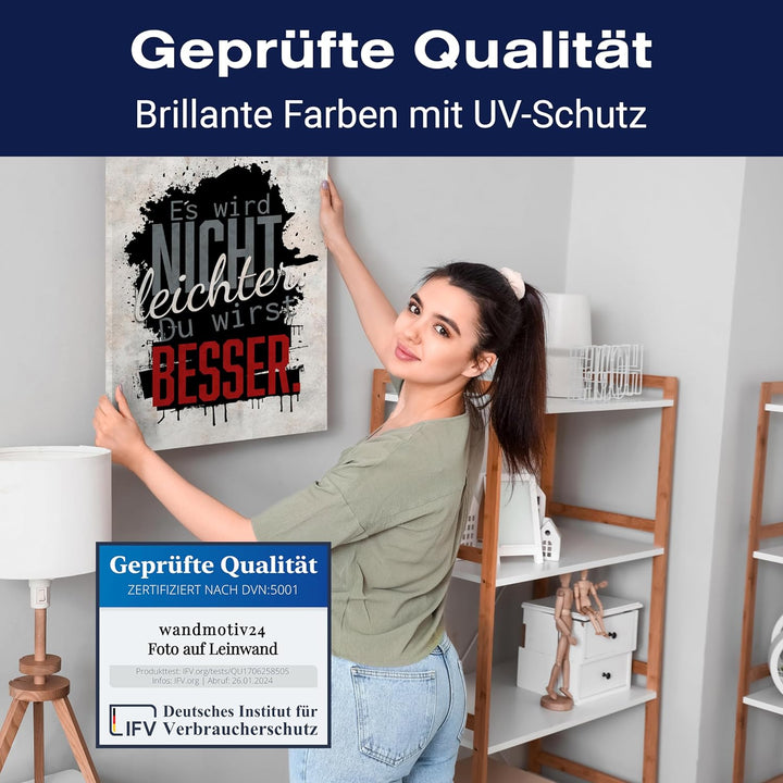 wandmotiv24 Motivations Motiv als Leinwandbild, 60x45cm, Hochformat, Motivation, Leichter, Beton, Gr