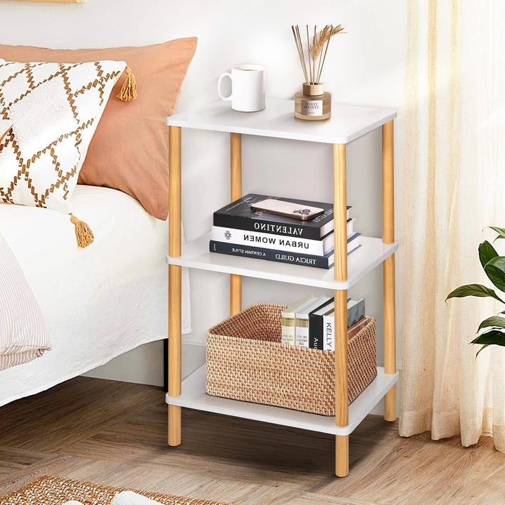 YGYQZ Beistelltisch, Weiss Nachttisch 3 Ebenen, Holz Couchtisch Kleiner Tisch für Schlafzimmer, Wohn