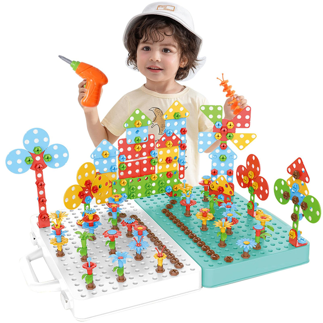 Ark miido Kinder Werkzeugkoffer mit Bohrmaschine Schrauben Steckspiel Montessori Spielzeug Pädagogis