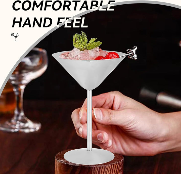 Edelstahl Cocktail-Gläser, 2 Stück Martini-Gläser Metall-Cocktailgläser, Edelstahl-Cocktailkelche, C