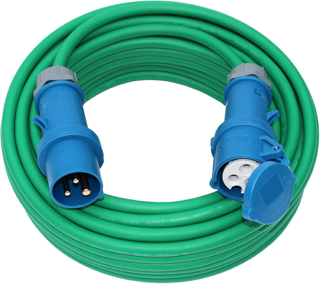 CEE-Camping H07RN-F 3x2,5mm² Gummikabel Verlängerungskabel Wohnmobil Kabel Caravan in GRÜN 30m, 30m
