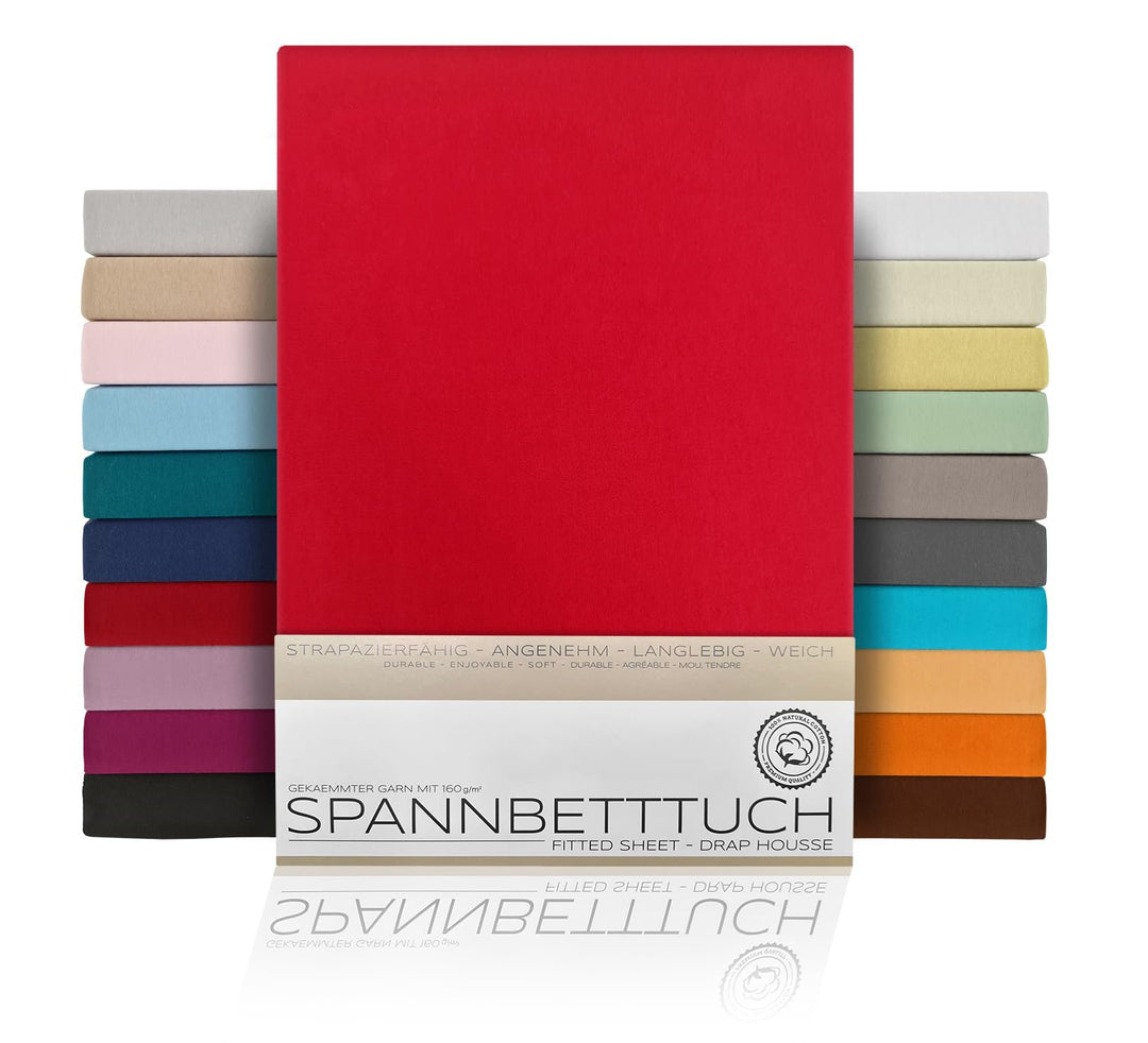 BEAUTEX Spannbetttuch Bettlaken aus Baumwolle, Premium Jersey Stoff 160g/m², Grösse und Farbe wählba