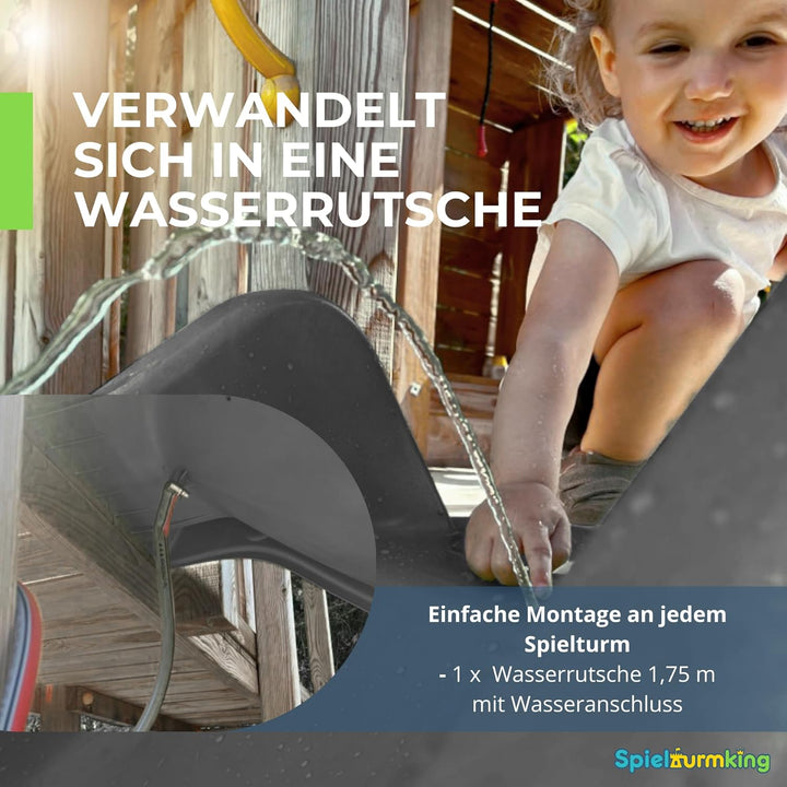 Spielturmking® Kinderrutsche Wave 1,75 m Wasserrutsche Spielturm Wellenrutsche Gartenrutsche Anbauru