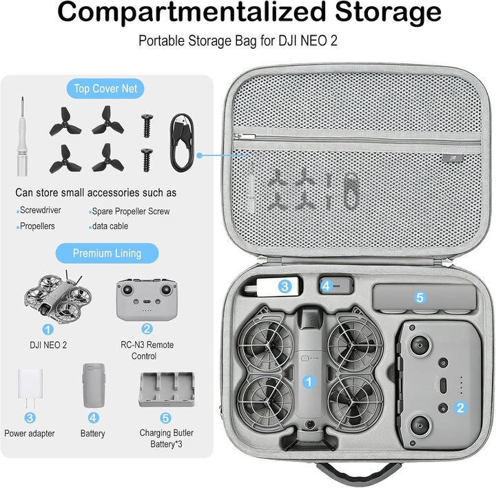 Tasche für DJI Neo 2 Fly More Combo, Neo 2 Tasche Hartschalen Case für DJI Neo 2 Zubehör, Kompakte R