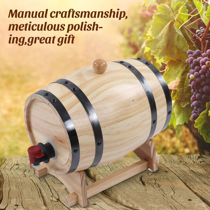 Tissting Weinfass, 1L Whiskyfass Aus Holz mit Bock und Zapfhahn, Vintage Holzfass Braufass Spirituos