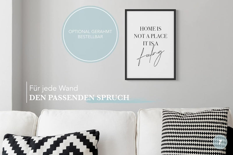 Papierschmiede® Bilder Home XXL Kunstdruck A1 (59,4x84,1 cm) Spruch Poster Zuhause Schrift Bild Wand