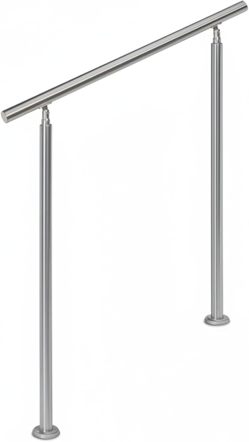 Relaxdays Treppengeländer Edelstahl Set, für Innen und Aussen, Handlauf, 1,0 m lang, 2 Pfosten, ohne