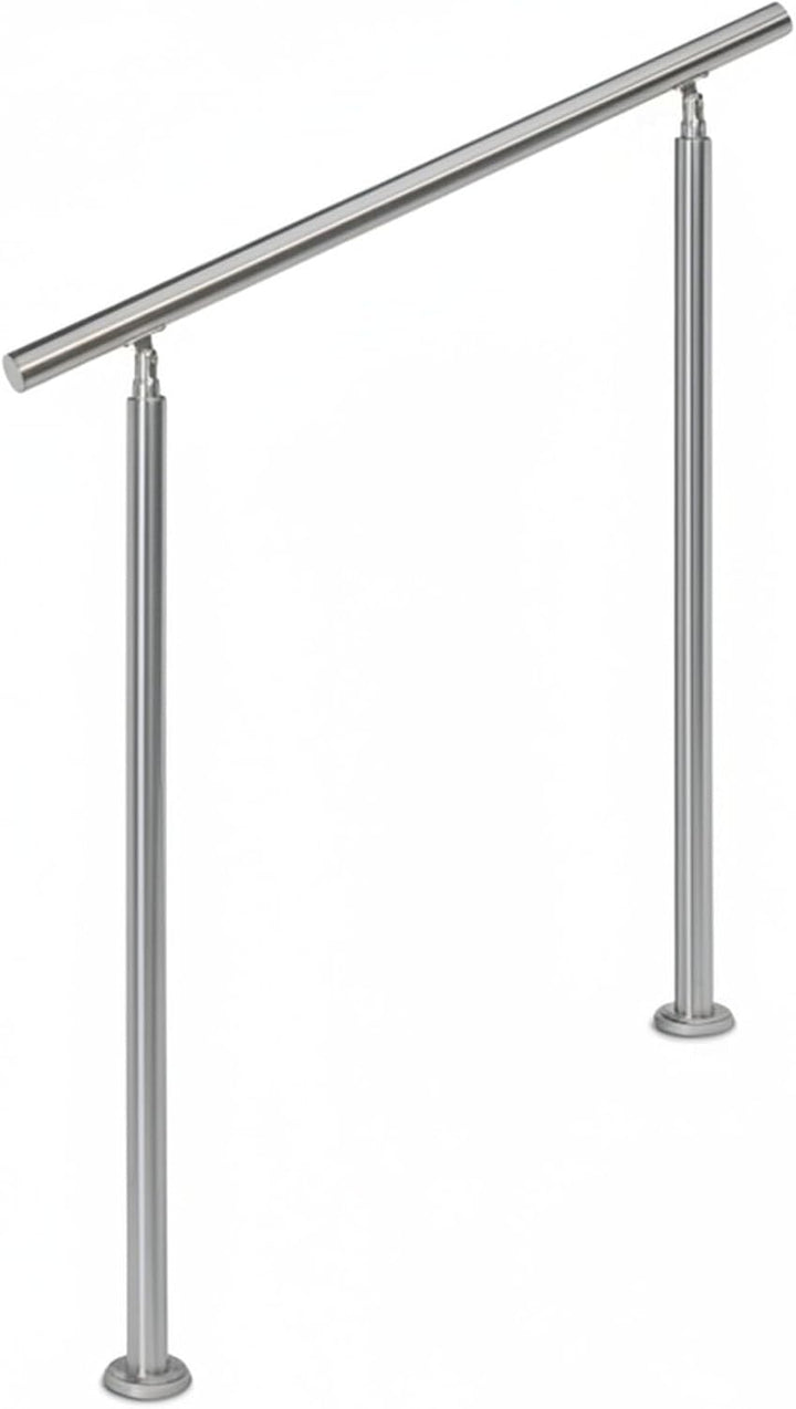 Relaxdays Treppengeländer Edelstahl Set, für Innen und Aussen, Handlauf, 1,0 m lang, 2 Pfosten, ohne