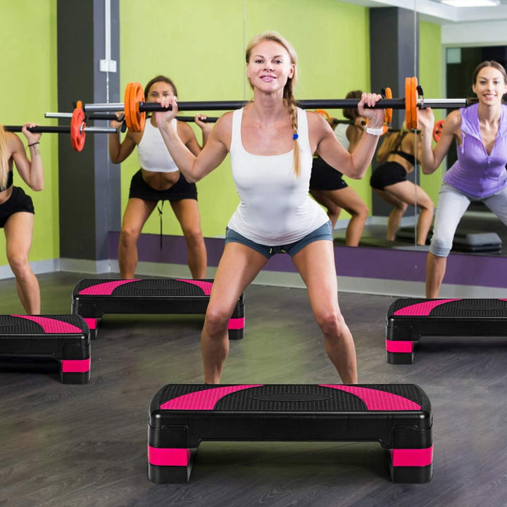 GYMAX Steppbrett höhenverstellbar, Stepper mit 3 Stufen(10/15/20 cm), Aerobic Stepper bis zu 250 kg