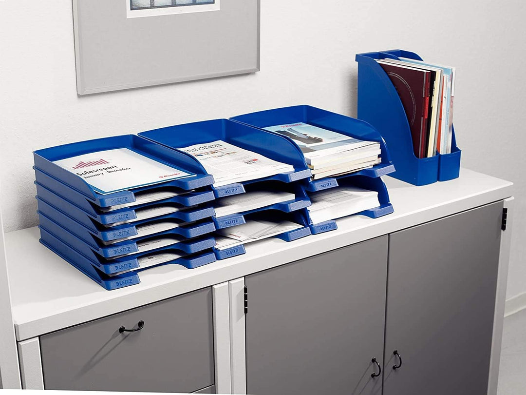 Leitz Briefkorb A4 Jumbo, 4er Pack, Rot, Mit extragrossem Fassungsvermögen, Plus Serie, 52330025 4 S
