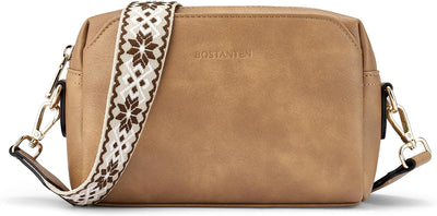 BOSTANTEN Damen Crossbody Bag mit verstellbarem Farbigem Riemen, Damen Umhängetasche aus PU Leder, S