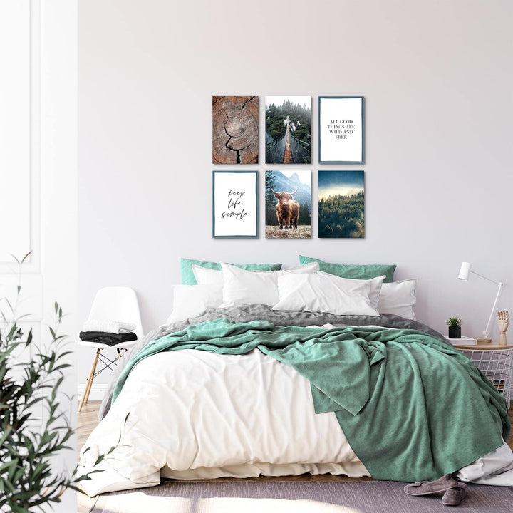 Novart Wandbilder Set - KOMPLETT AUFHÄNGFERTIG - Made in Germany - Moderne Bilder Landschaft Wohnzim
