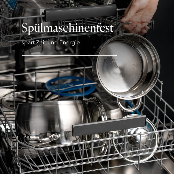 Florina Oliver 22 cm 4,8 L Edelstahltopf mit Glasdeckel | Für Induktion, Gas, Elektro, Ceran | Messs