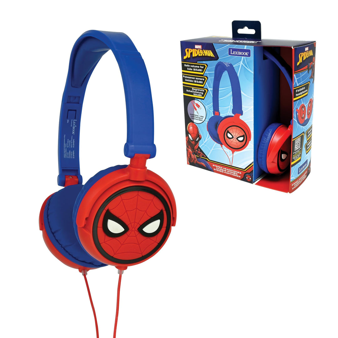 Lexibook, Spider-Man, Stereo-Kopfhörer, kindersichere Lautstärke, faltbar und einstellbar, rot/blau,