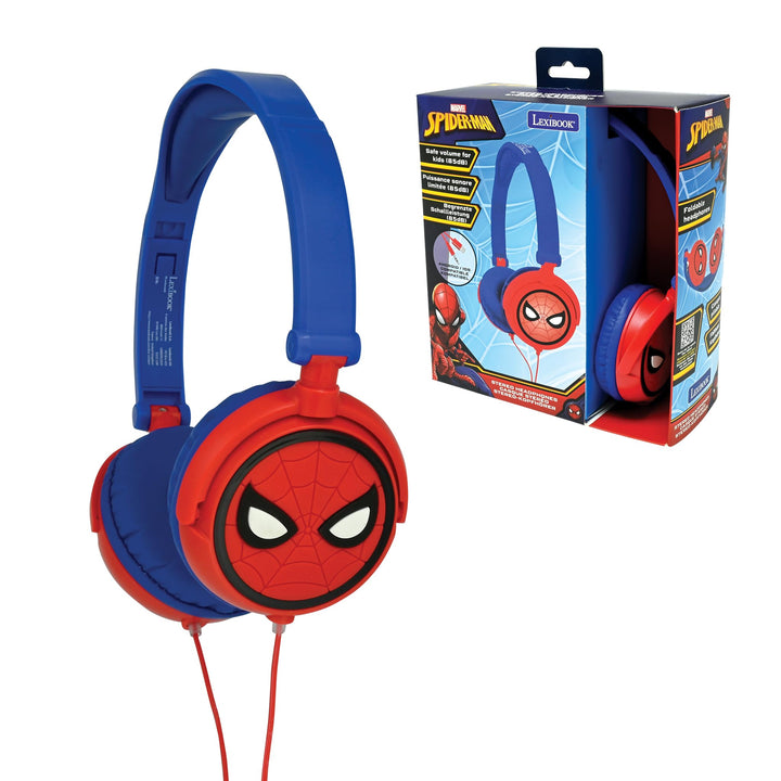 Lexibook, Spider-Man, Stereo-Kopfhörer, kindersichere Lautstärke, faltbar und einstellbar, rot/blau,
