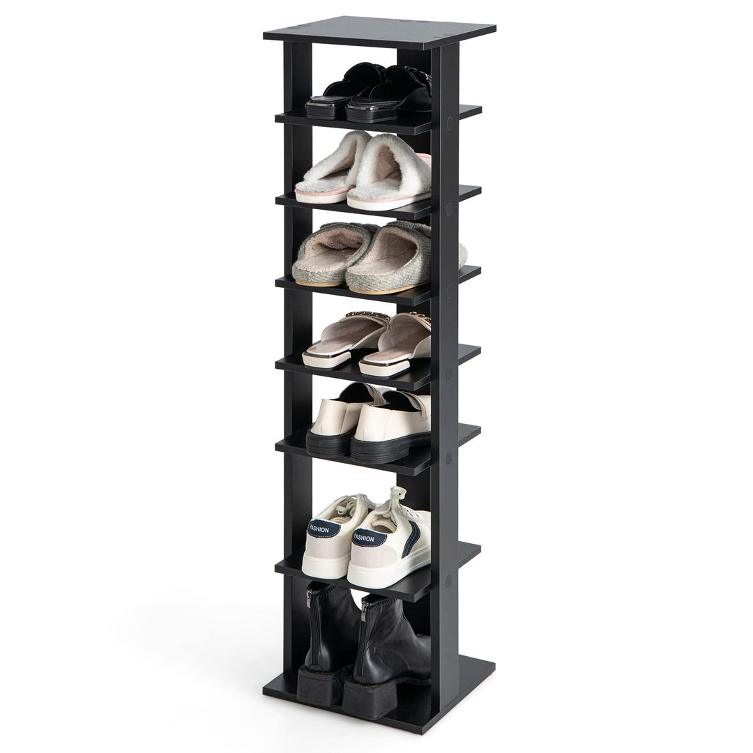 COSTWAY 8 stufiger Schuhständer höhenverstellbar, Platzsparendes Schuhregal aus Holz, Schuh-Organize