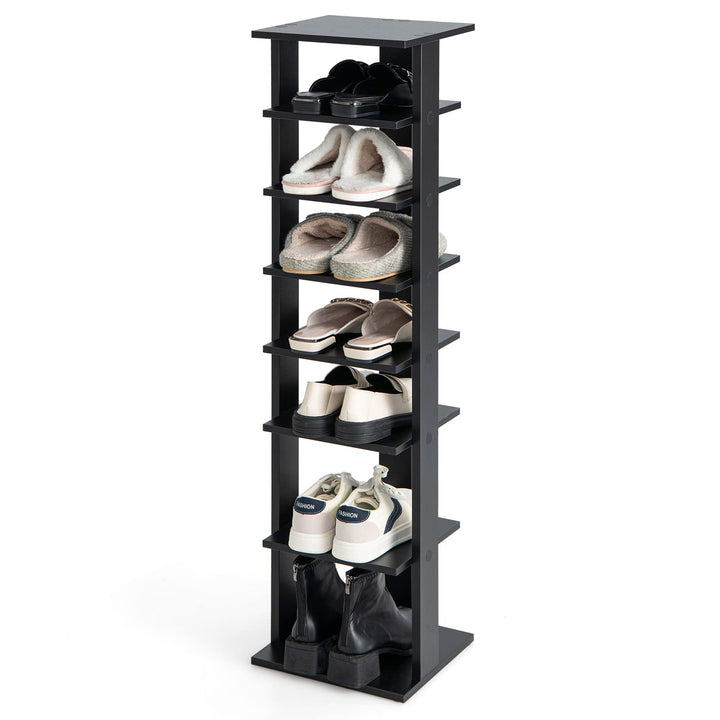 COSTWAY 8 stufiger Schuhständer höhenverstellbar, Platzsparendes Schuhregal aus Holz, Schuh-Organize