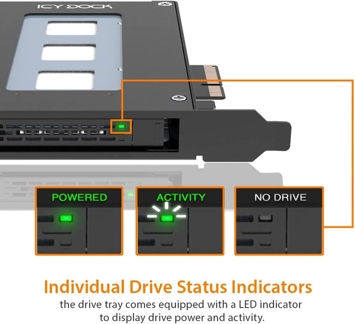 ICY DOCK ToughArmor MB111VP-B - Wechselrahmen-Adapterkarte für 1x U.2/U.3 NVMe SSD in einem PCIe 4.0
